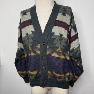 Urban Renewal Knit Cardigan Sweater Aztec Southwester Size L/XL Wool Blend Italy